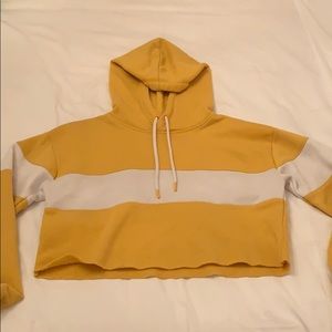 Garage yellow and white cropped hoodie size xs